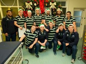 Connacht players pictured on a visit to the children's ward of UCG 17/12/2014