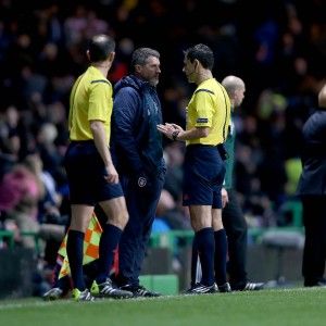Roy Keane is spoken to by an official 14/11/2014