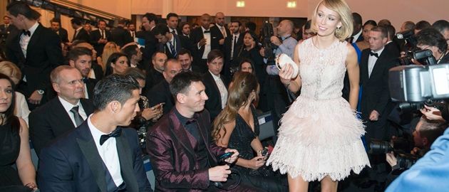 Stephanie Roche with Cristiano Ronaldo and Lionel Messi 12/1/2015