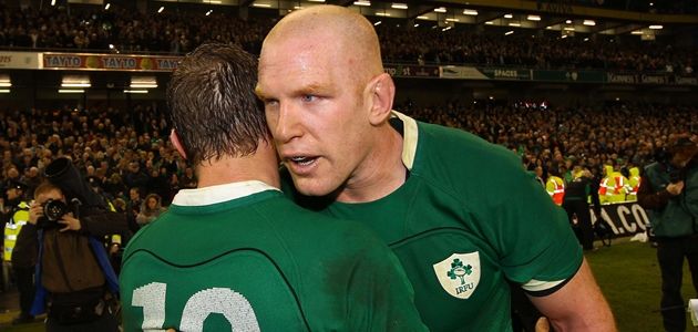 Brain O'Driscoll and Paul O'Connell celebrate at the end of the game 19/3/2011
