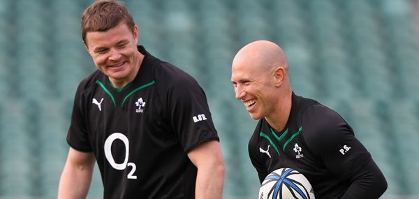 Brian O'Driscoll and Peter Stringer have a laugh 10/6/2010