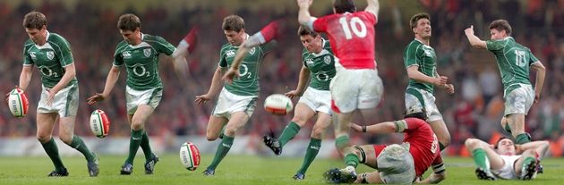 Ronan O'Gara kicks the drop goal to win the Grand Slam for Ireland 30/11/2013