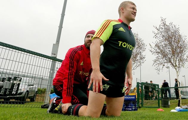 Munster Rugby Squad Training, CIT, Cork 24/10/2012 Strenght and conditioning rehab coach Aled Walter and Keith Earls Mandatory Credit ©INPHO/James Crombie