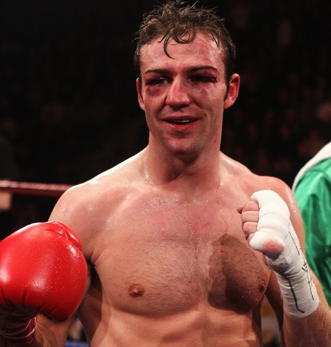 LIVERPOOL, ENGLAND - DECEMBER 11:  Matthew Macklin of England is cut and bleeds after his victory over Ruben Veron of Spain in the Middleweight Championship of Europe during the Frank Warren 30 Years anniversary show at Echo Arena on December 11, 2010 in Liverpool, England.  (Photo by Dean Mouhtaropoulos/Getty Images)