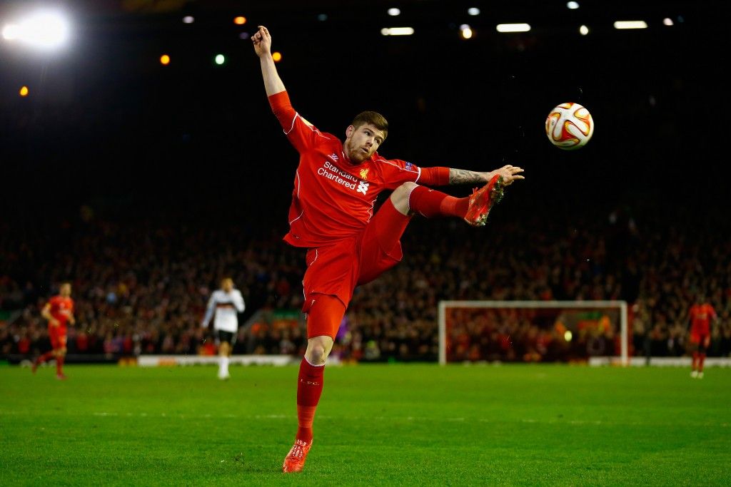 LIVERPOOL, ENGLAND - FEBRUARY 19:  Alberto Moreno of Liverpool in action during the UEFA Europa League Round of 32 match between Liverpool and Besiktas at Anfield on February 19, 2015 in Liverpool, United Kingdom.  (Photo by Julian Finney/Getty Images)