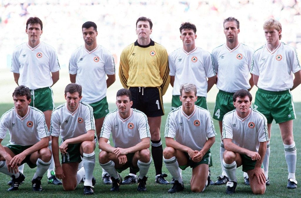 World Cup 1990 Republic of Ireland vs Egypt The Ireland team ©INPHO/Billy Stickland