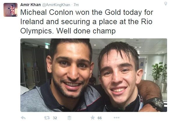 Amir Khan made a mess of congratulating Michael Conlan on his gold medal |  