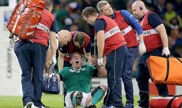 Inpho Pictures of the Year 2015 21/12/2015 2015 Rugby World Cup Group D, Millennium Stadium, Cardiff, Wales 11/10/2015 Ireland vs France Ireland's Paul O'Connell down injured Mandatory Credit ©INPHO/Dan Sheridan