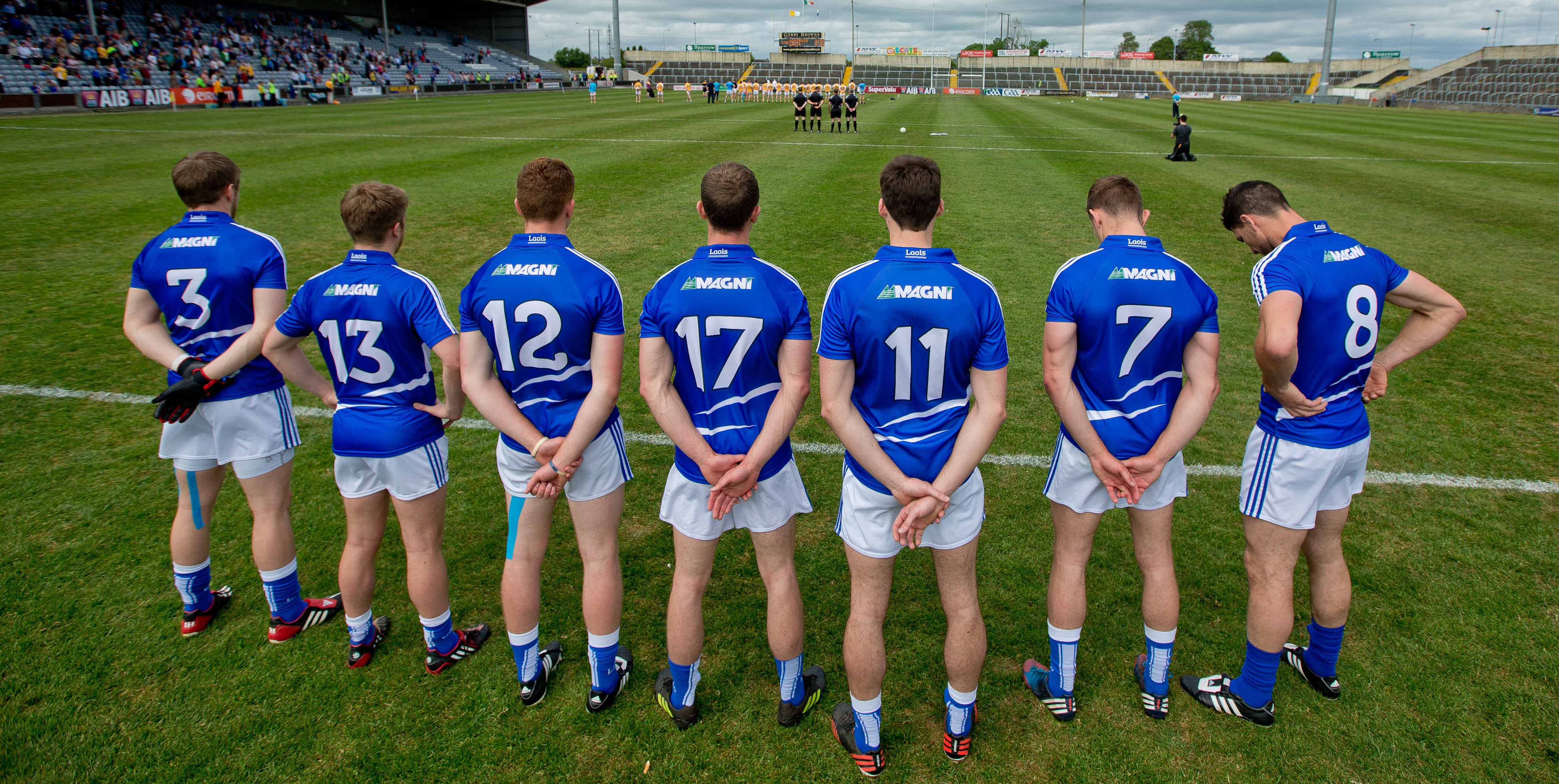 GAA Football All Ireland Senior Championship Round 1A, OÕMoore Park, Portlaoise, Laois 20/6/2015 Laois vs Antrim Laois and Antrim players stand for minutes silence for the victims of the Berkley tragedy Mandatory Credit ©INPHO/Morgan Treacy