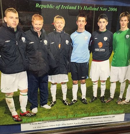 Jeff Hendrick (third from the left) and Robbie Brady (second from right) are ST Kevin's graduates