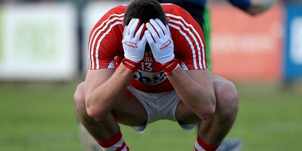 Eirgrid GAA Football All Ireland Under 21 Championship Final, Cusack Park, Ennis, Co. Clare 30/4/2016 Cork vs Mayo Brian Coakley of Cork dejected at the end of the game Mandatory Credit ©INPHO/Donall Farmer