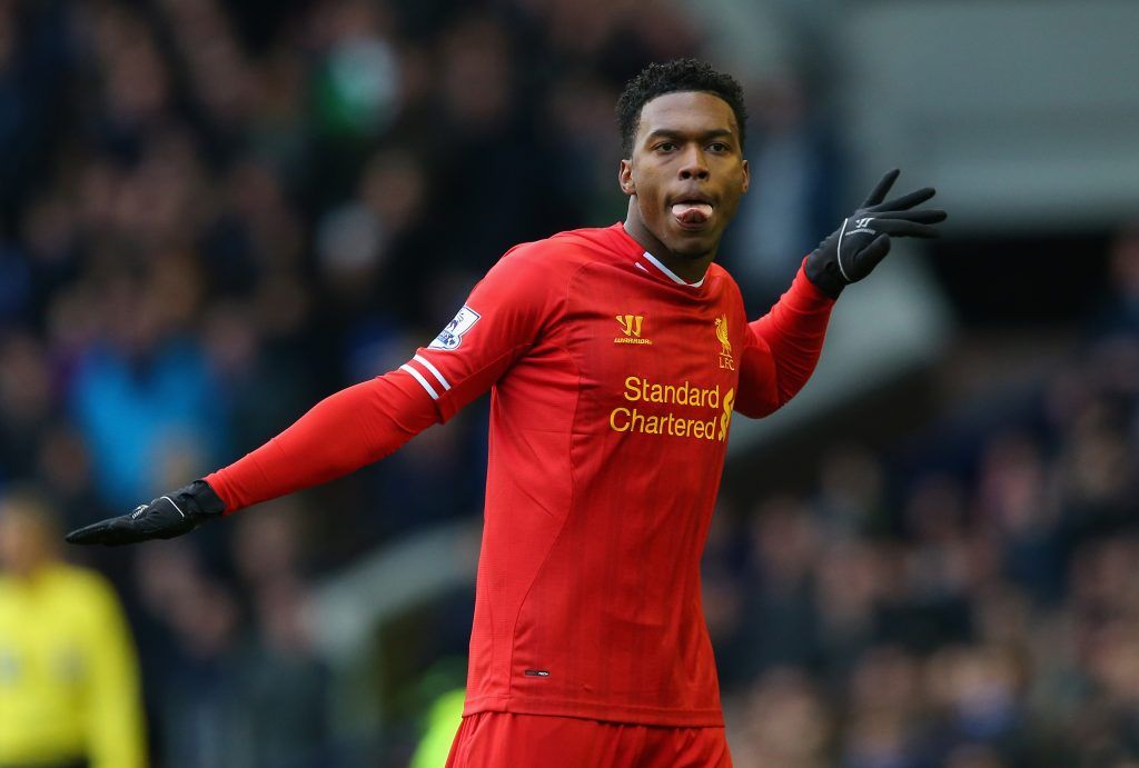 LIVERPOOL, ENGLAND - NOVEMBER 23:  Daniel Sturridge of Liverpool celebrates scoring his team's third goal during the Barclays Premier League match between Everton and Liverpool at Goodison Park on November 23, 2013 in Liverpool, England.  (Photo by Alex Livesey/Getty Images)