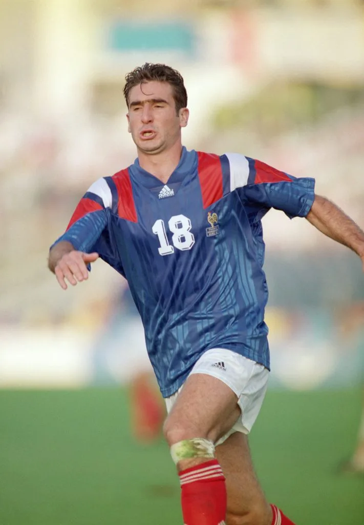 French footballer Eric Cantona playing for his country during the 1992 UEFA European Football Championship . (Photo by Shaun Botterill/Getty Images)