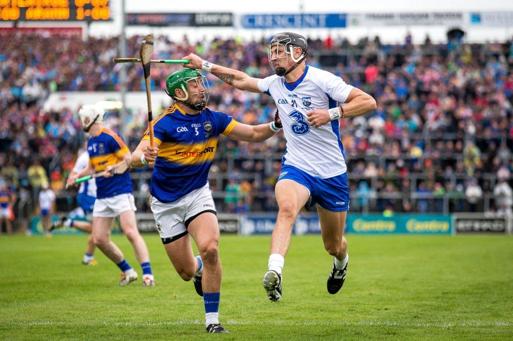 Munster GAA Senior Hurling Championship Final, Gaelic Grounds, Limerick 10/7/2016 Waterford vs Tipperary Waterford’s Maurice Shanahan and James Barry of Tipperary Mandatory Credit ©INPHO/Ryan Byrne