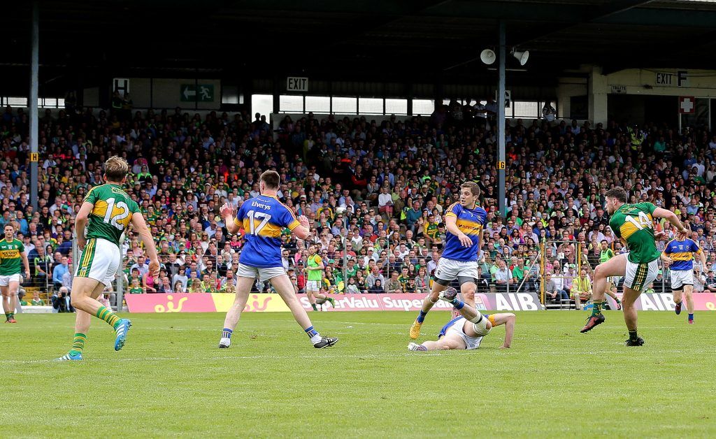 Munster GAA Senior Football Championship Final, Fitzgerald Stadium, Killarney, Co. Kerry 3/7/2016 Kerry vs Tipperary Kerry's Paul Geaney scores their second goal Mandatory Credit ©INPHO/Cathal Noonan