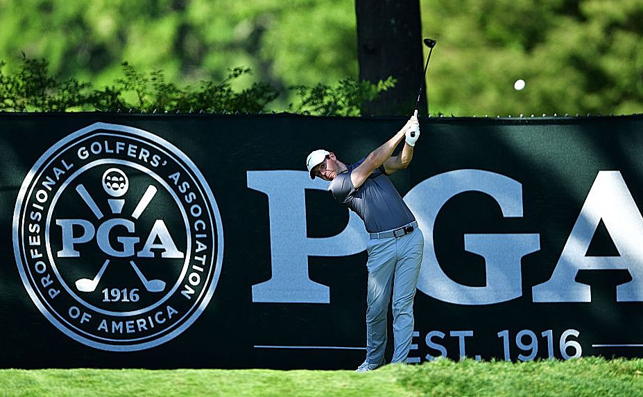 SPRINGFIELD, NJ - JULY 27:  Rory McIlroy of Northern Ireland hits a tee shot during a practice round prior to the 2016 PGA Championship at Baltusrol Golf Club on July 27, 2016 in Springfield, New Jersey.  (Photo by Stuart Franklin/Getty Images)