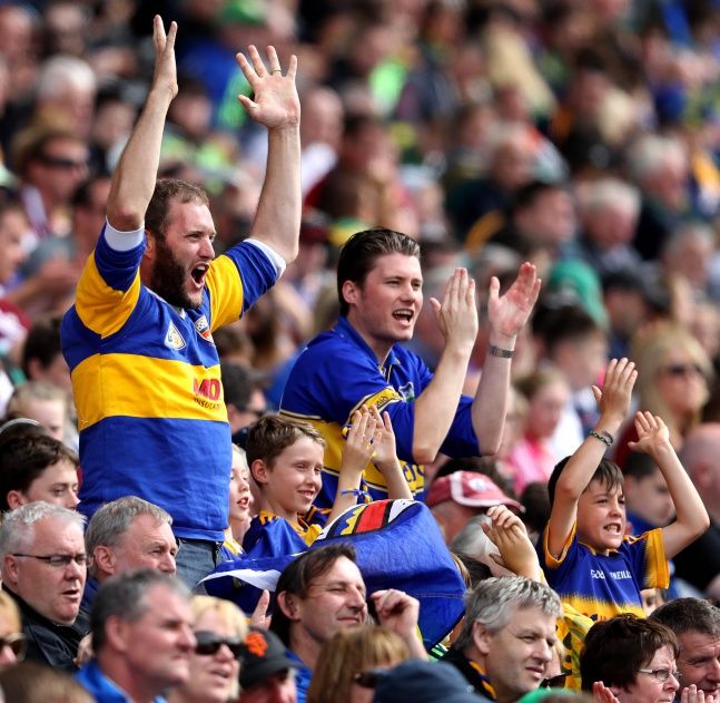 Tipperary fans celebrate a first half point 31/7/2016