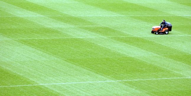 A general view of the Croke Park pitch being cut 21/3/2006