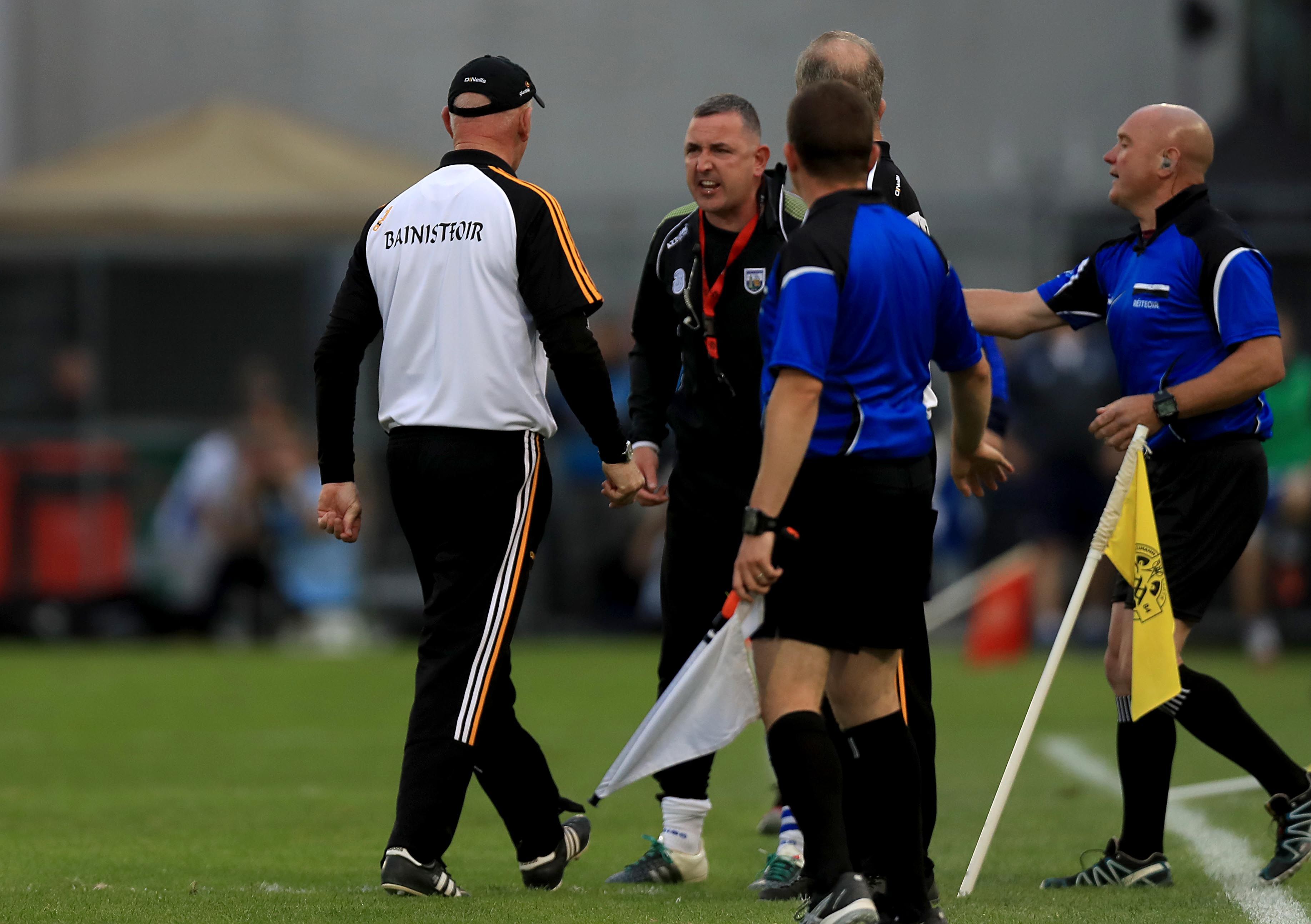 GAA All-Ireland Senior Hurling Championship Semi-Final Replay, Semple Stadium, Tipperary 13/8/2016 Kilkenny vs Waterford Kilkenny manager Brian Cody and Waterford selector Fintan O'Connor exchange words Mandatory Credit ©INPHO/Donall Farmer