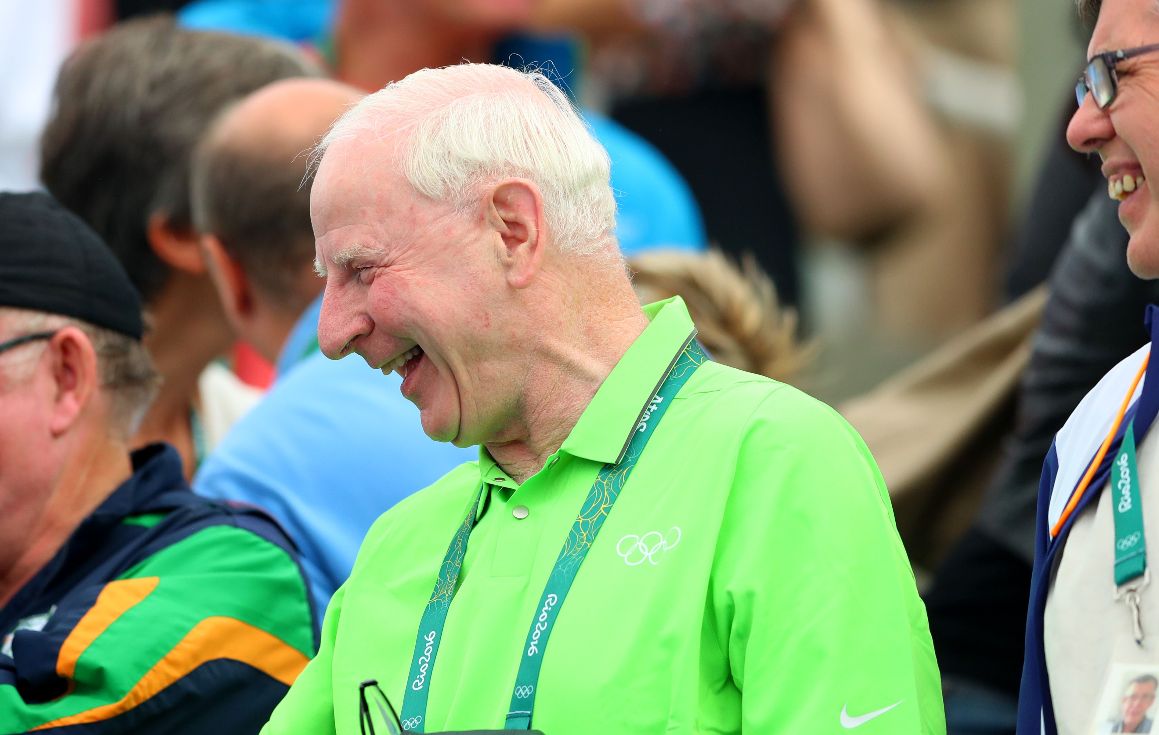 Rio 2016 Olympic Games Day 7, Rio de Janeiro, Brazil 12/8/2016 Rowing - Men's Lightweight Double Sculls Final OCI President Pat Hickey celebrates Mandatory Credit ©INPHO/James Crombie