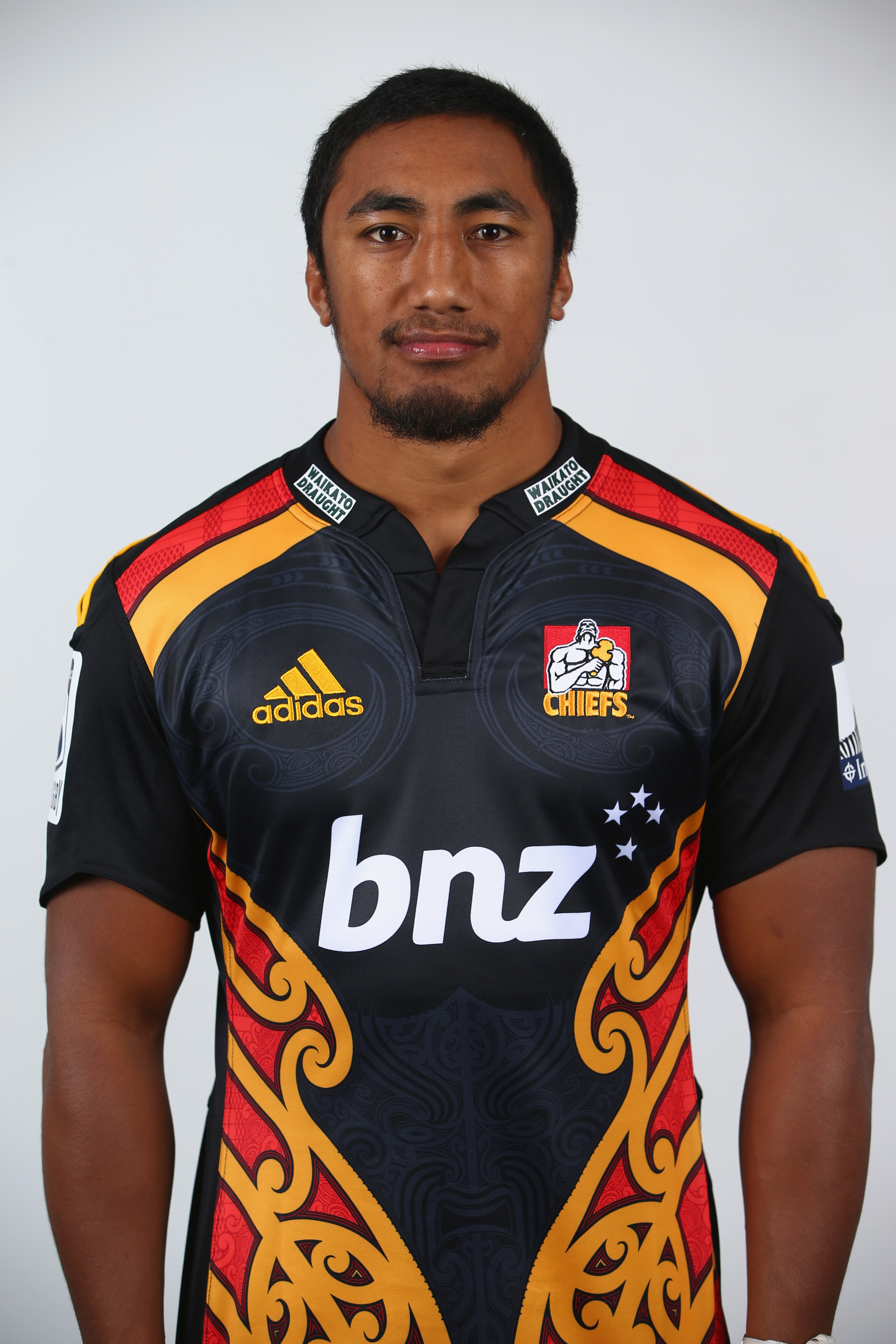 HAMILTON, NEW ZEALAND - JANUARY 29: Bundee Aki of the Chiefs poses during a Chiefs Super Rugby headshots session on January 29, 2014 in Hamilton, New Zealand. (Photo by Phil Walter/Getty Images)