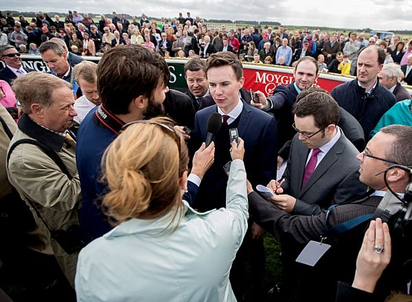 Longines Irish Champions Weekend, Curragh, Kildare 11/9/2016 Moyglare Stud Stakes (Group 1) Trainer Joseph O'Brien interviewed after he won his first Group 1 race as a trainer with Intricately Mandatory Credit ©INPHO/James Crombie