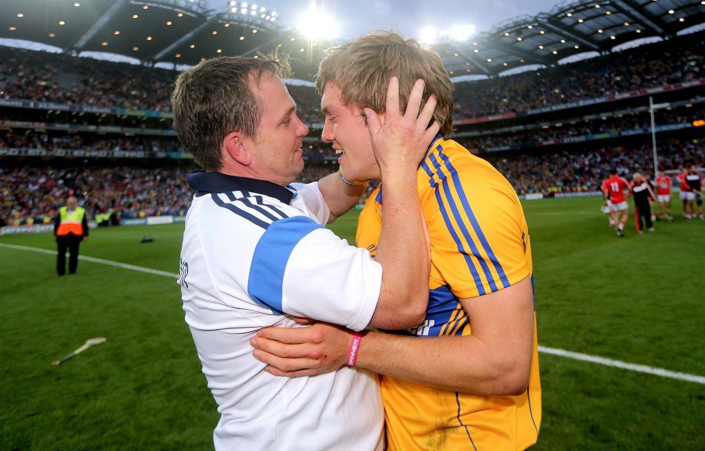 GAA Hurling All-Ireland Senior Championship Final Replay 28/9/2013 Cork vs Clare Clare's manager Davy Fitzgerald and Shane O'Donnell celebrate after the game Mandatory Credit ©INPHO/James Crombie