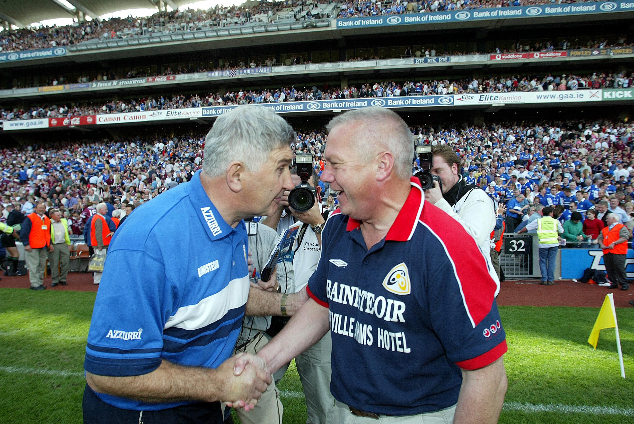 Kerry GAA legend Paidi O'Se 15/12/2012 Leinster Football Championship Final Laois vs Westmeath 18/7/2004 Westmeath manager Paidi O'Se and Laois manager Mick O'Dwyer after the game Mandatory Credit ©INPHO/Andrew Paton