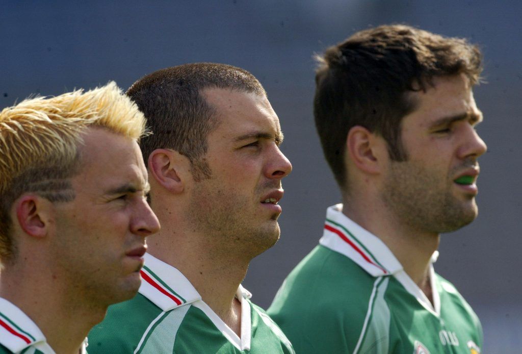 Allianz National Football League Semi-Final 24/4/2005 Mayo Conor Mortimer, Trevor Mortimer and James Gill Mandatory Credit ©INPHO/Billy Stickland