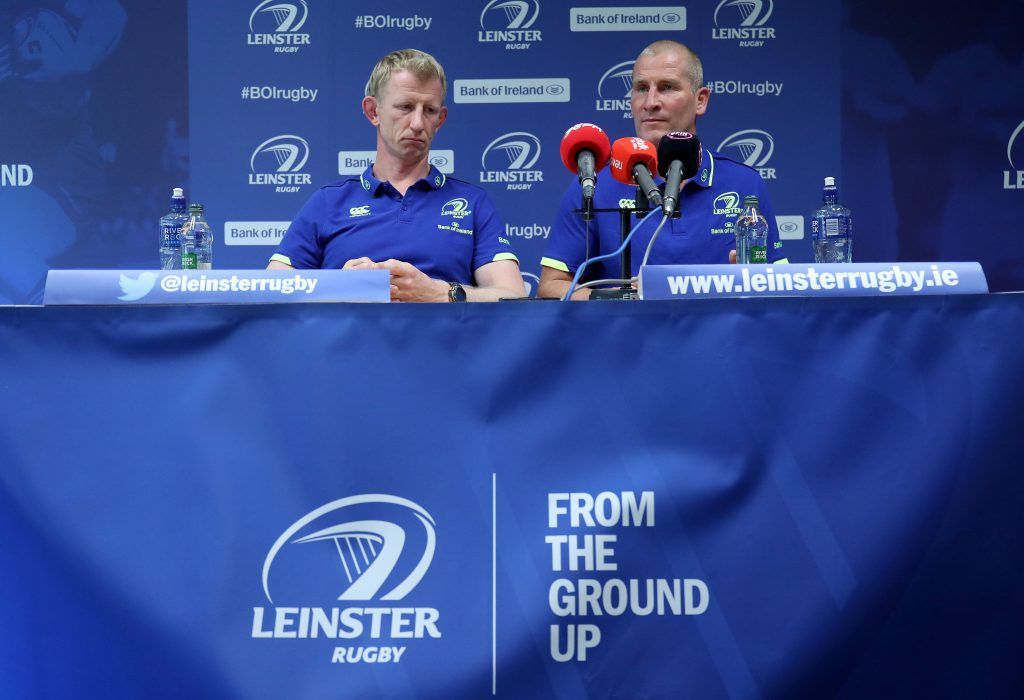 Leinster Rugby Press Conference, Leinster HQ, Dublin 5/9/2016 Head coach Leo Cullen with new senior coach Stuart Lancaster Mandatory Credit ©INPHO/Dan Sheridan