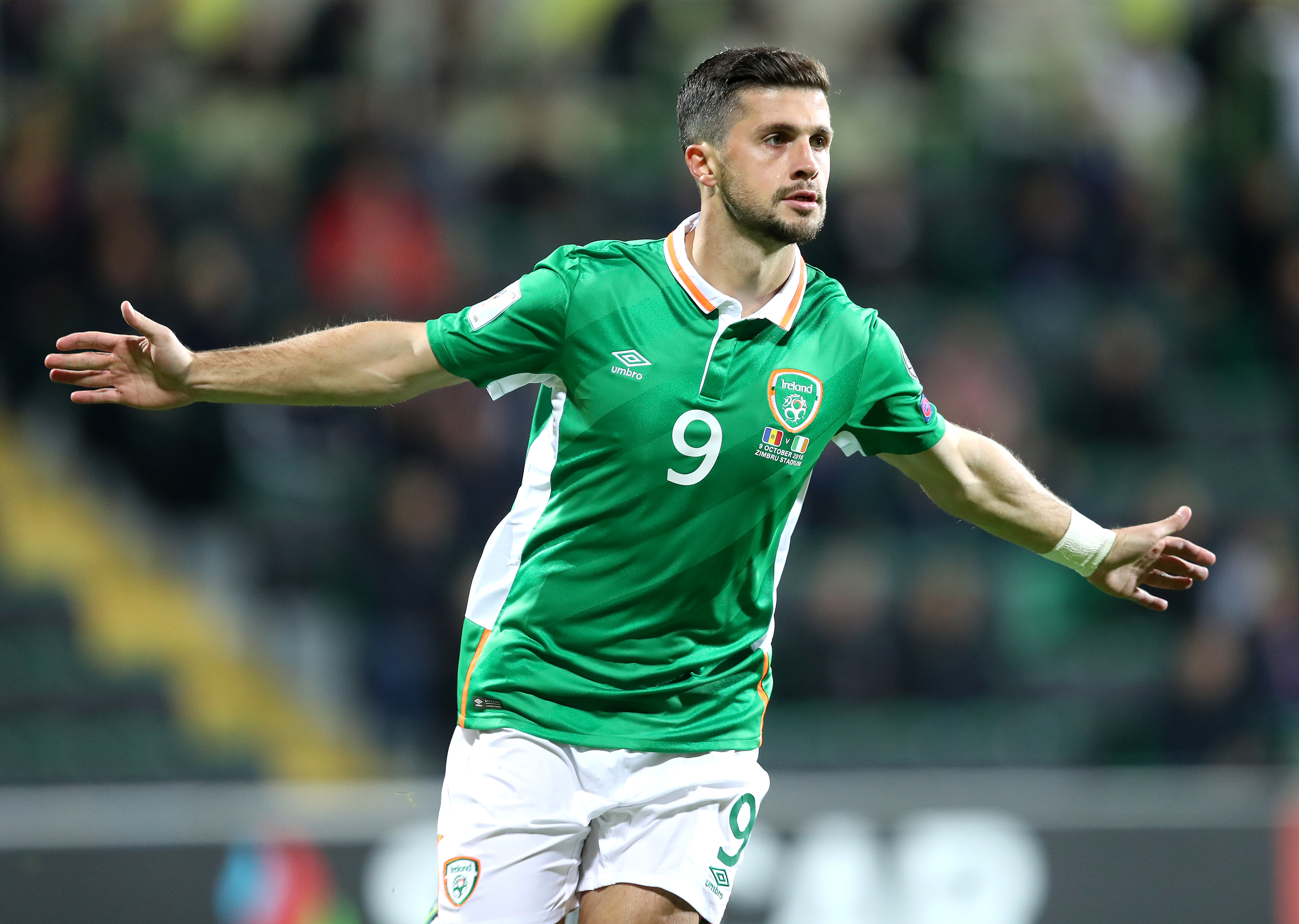 Shane Long celebrates scoring the first goal of the game 9/10/2016