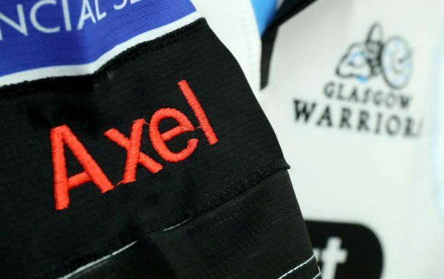 A view of an embroidered Glasgow Warriors jersey in tribute to the late Munster Head Coach Anthony Foley 22/10/2016