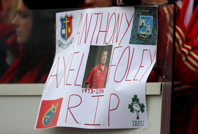 A poster in tribute to the late Anthony Foley 22/10/2016