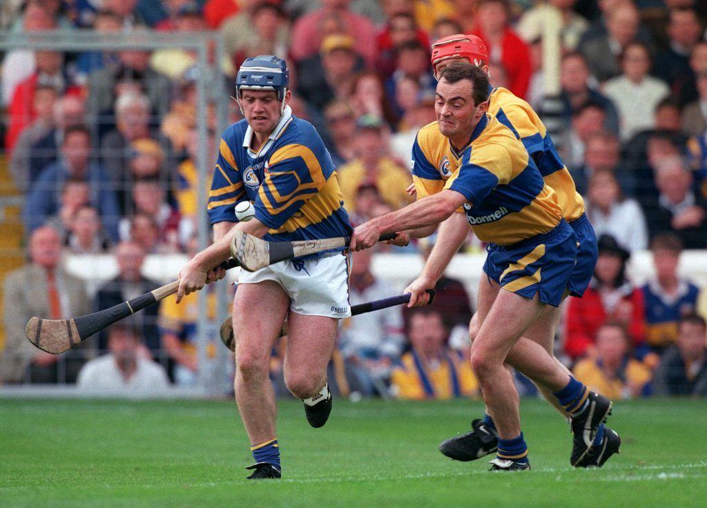 All Ireland Hurling Final Tipperary vs Clare 14/9/1997 Eugene O'Neill of Tipp and Anthony Daly of Clare Mandatory Credit ©INPHO
