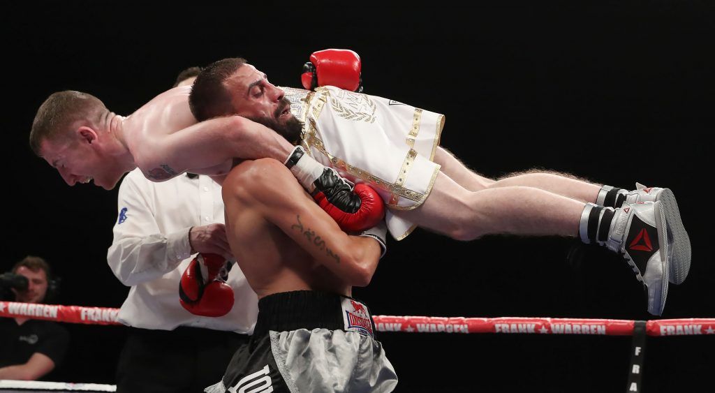 Paddy Barnes defeats Stefan Slachev after he was disqualified for lifting him 5/11/2016