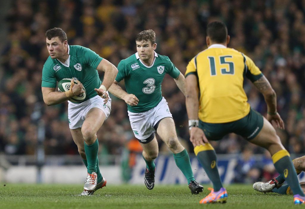 Guinness Series 22/11/2014 Ireland vs Australia Ireland's Robbie Henshaw and Gordon D'Arcy Mandatory Credit ©INPHO/Colm O'Neill