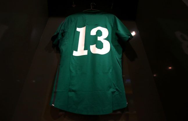 Brian O'Driscoll number 13 jersey hanging in the changing room 8/3/2014
