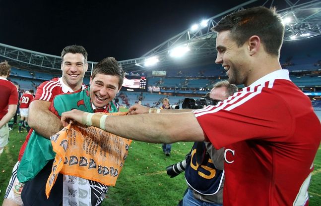 Mike Phillips, Ben Youngs and Conor Murray celebrate 6/7/2013