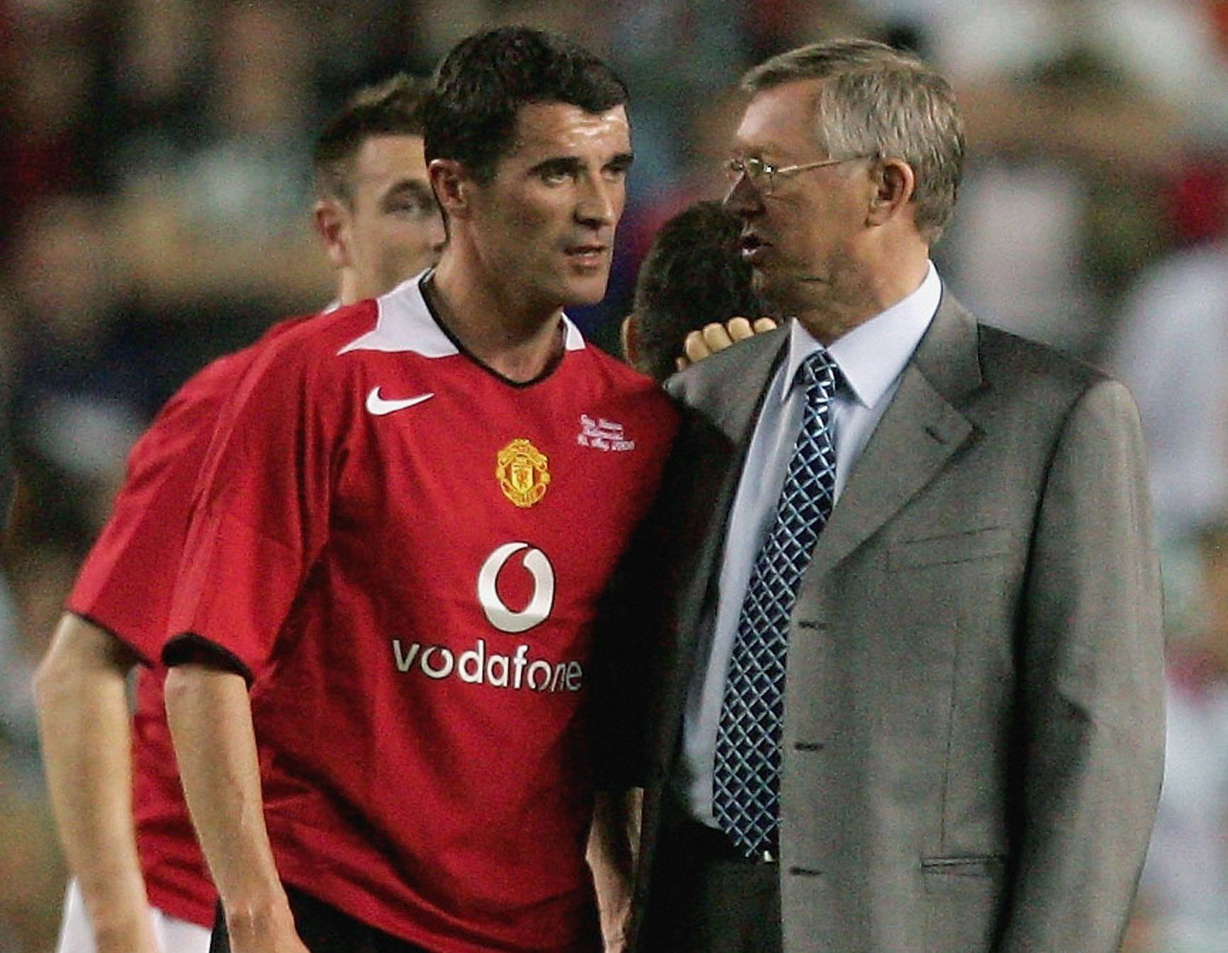 Roy Keane of Celtic chats with Sir Alex Ferguson of Manchester United after the Roy Keane Testimonial match between Manchester United and Celtic at Old Trafford on May 9, 2006.